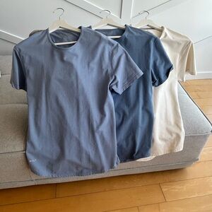 3 BYLT LUX Tees: Blue, Navy, and Ivory Tees